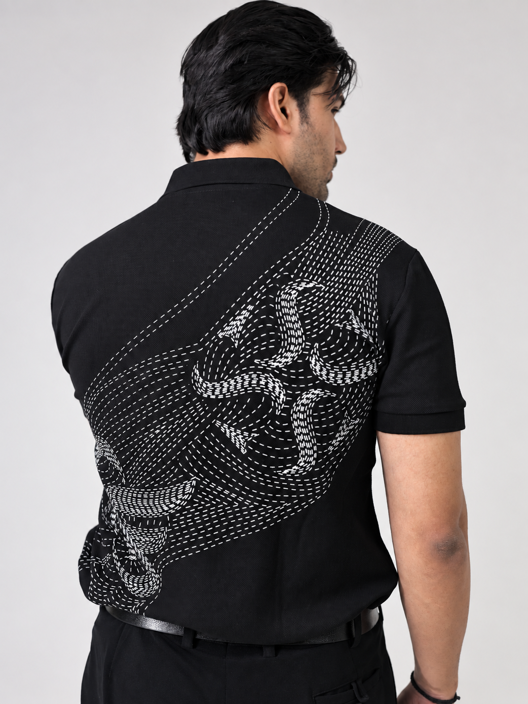 TRIPLE LPK MERCERIZED POLO - BLACK
