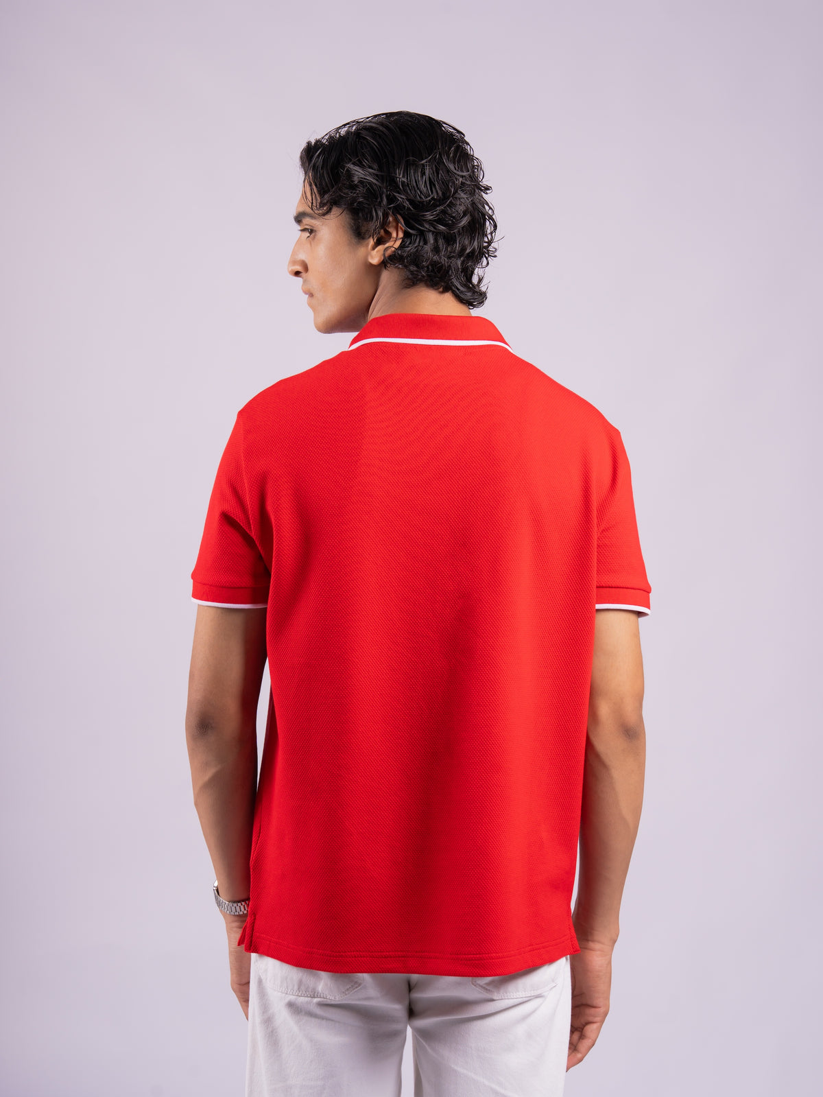 BUBBLE KNIT POLO - RED