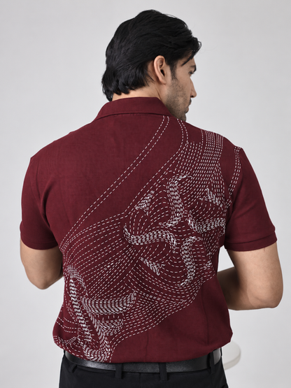 TRIPLE LPK MERCERIZED POLO - DEEP ROUGE