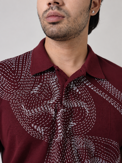 TRIPLE LPK MERCERIZED POLO - DEEP ROUGE