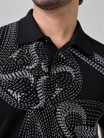 TRIPLE LPK MERCERIZED POLO - BLACK