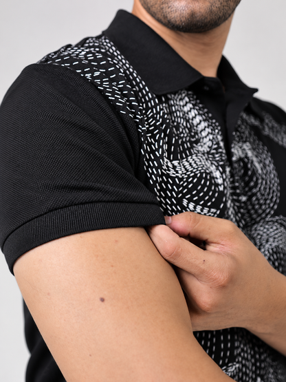 TRIPLE LPK MERCERIZED POLO - BLACK
