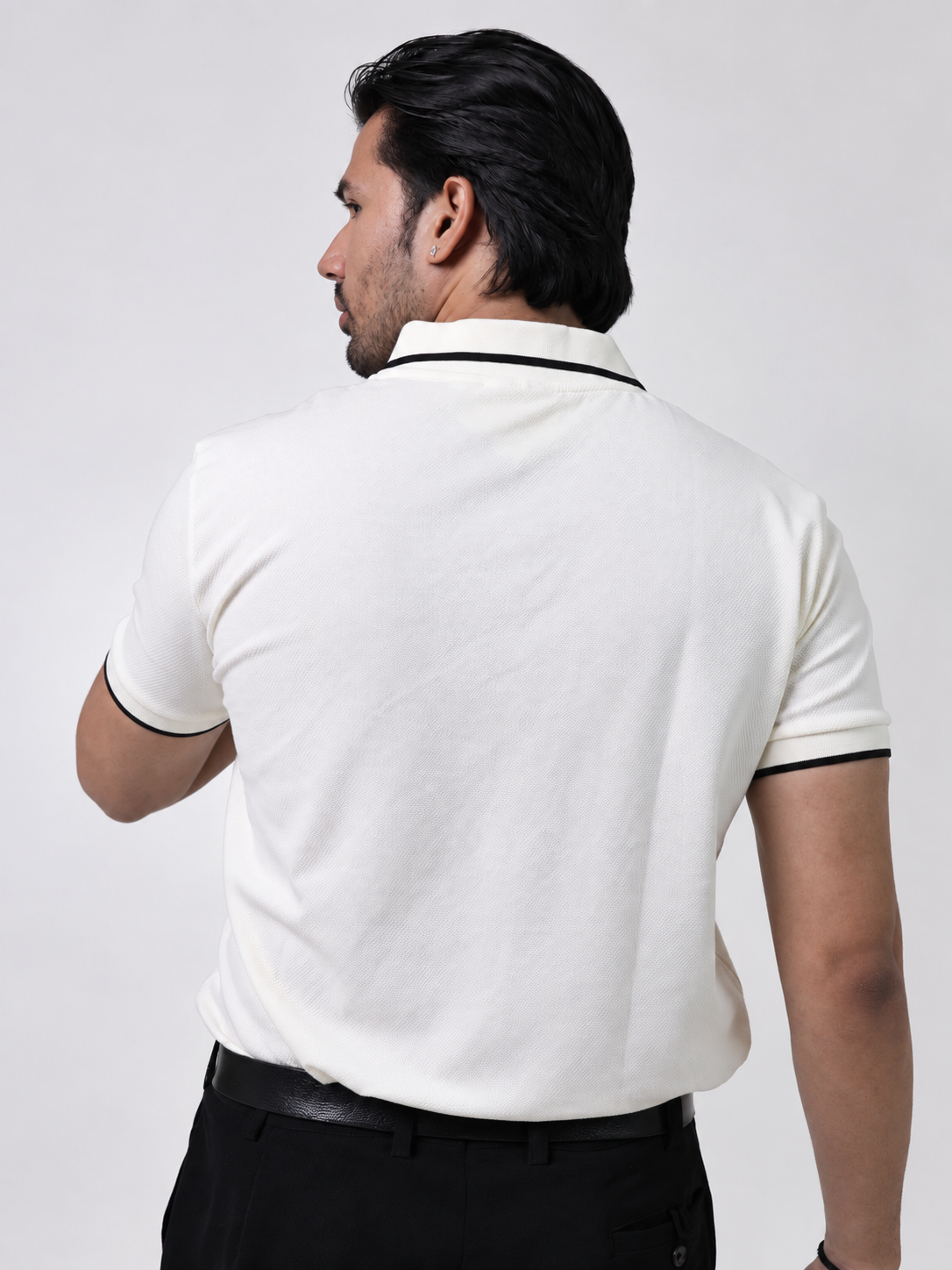 BUBBLE KNIT POLO - CREAM