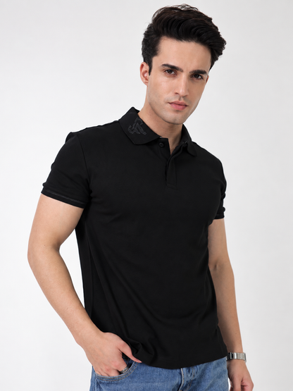 INTL S MERCERIZED POLO - BLACK