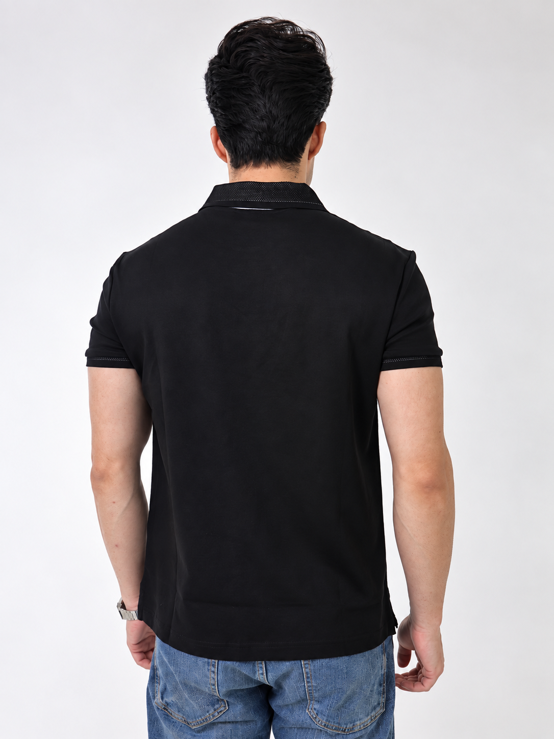 INTL S MERCERIZED POLO - BLACK