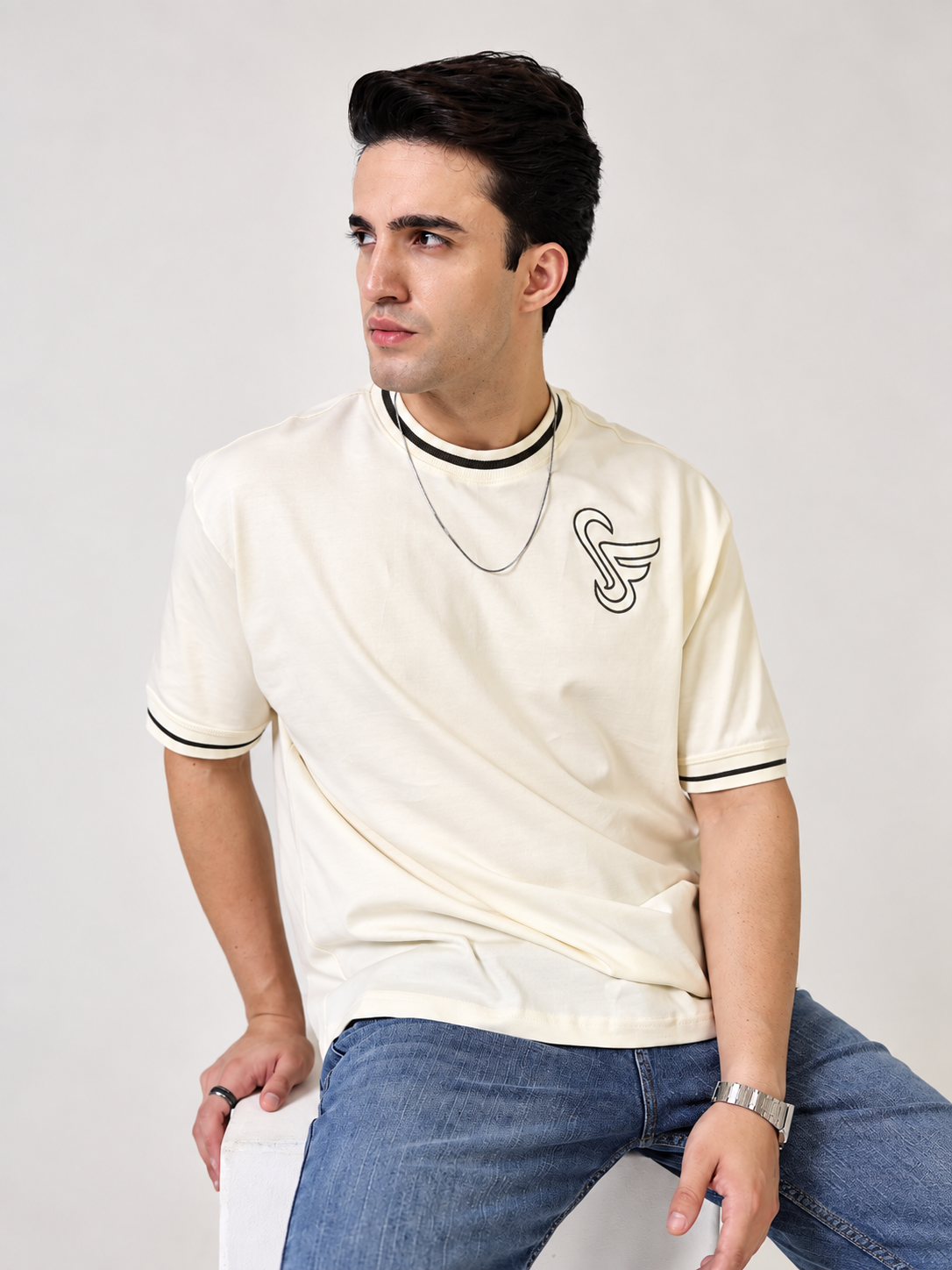 ROUND NECK MERCERIZED - CREAM