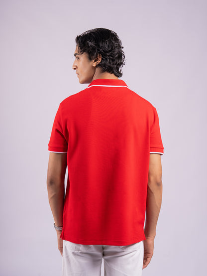 BUBBLE KNIT POLO - RED