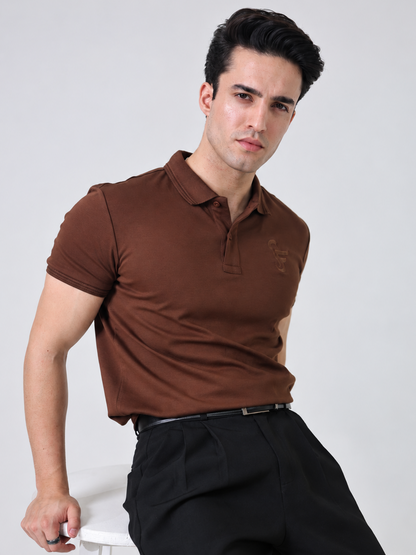 INTL MERCERIZED POLO - CHOCOLATE