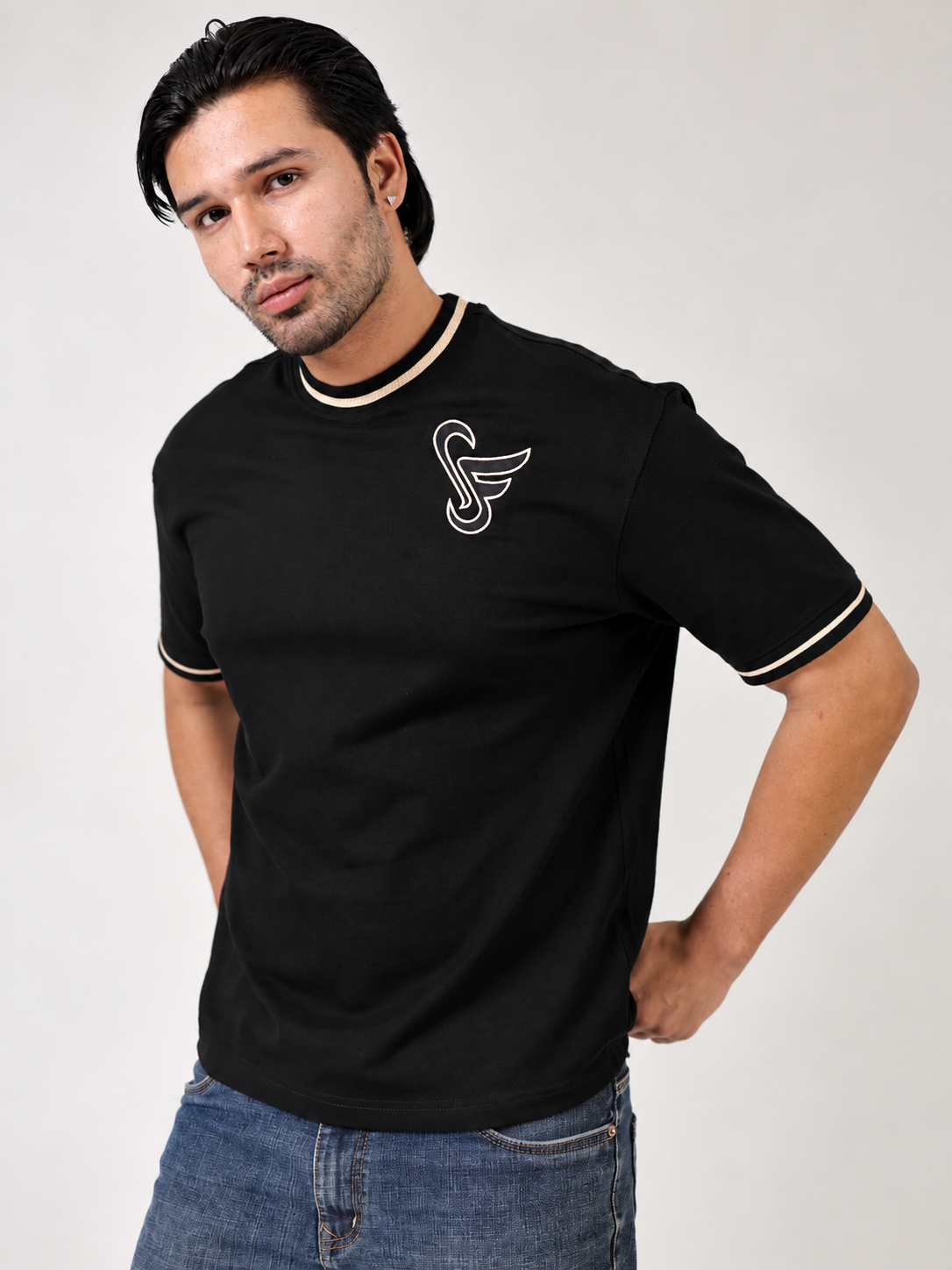 ROUND NECK MERCERIZED - BLACK